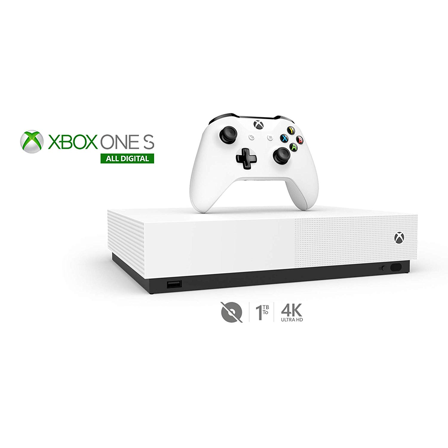 Consola - Xbox One S All-Digital, 1 TB, Todo digital, 4K, UDR, Blanco + 3 Juegos