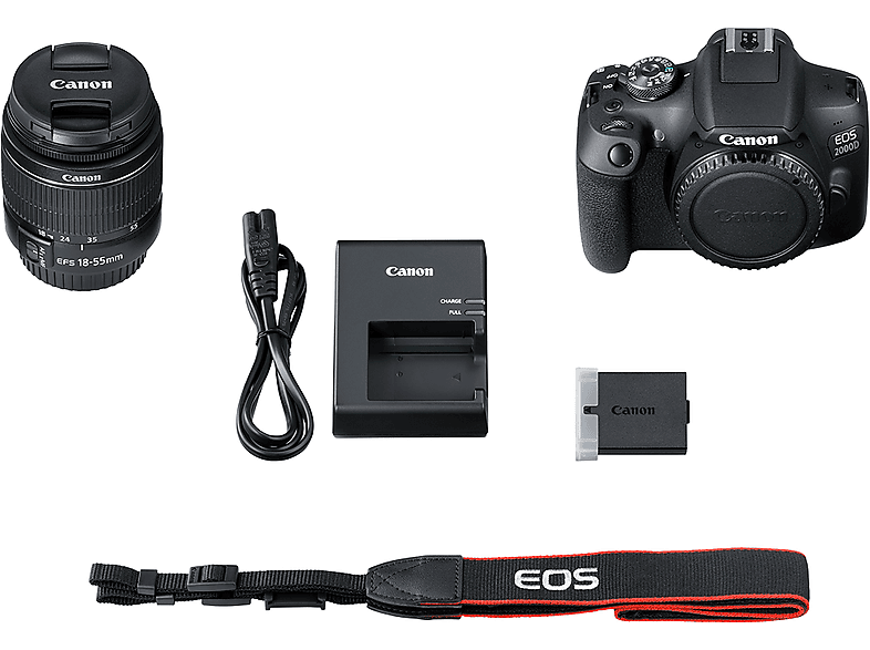 Canon EOS 2000D Spiegelreflexkamera mit EF-S 18-55mm 3.5-5.6 III, Tasche SB130 und 16GB Speicherkarte; Spiegelreflexkamera Set — Foto 2 von 5