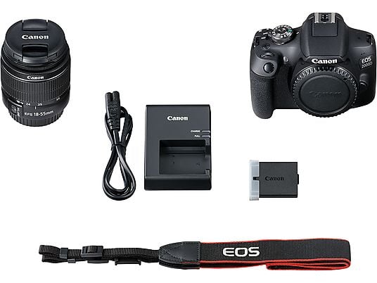 CANON EOS 2000D + EF-S 18-55 DC + SB130-cameratas + 16GB