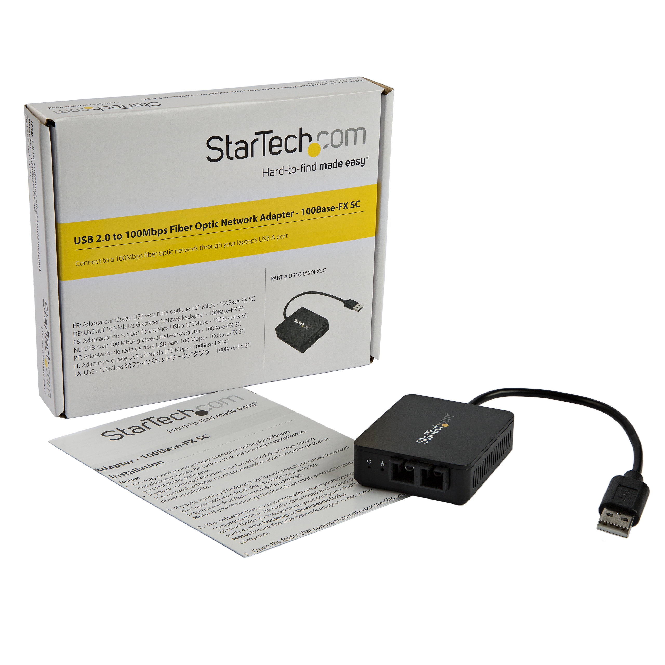 Adaptador de Red - StarTech.com US100A20FXSC Adaptador USB 2.0 a Fibra 100BaseFX-SC Multi 2km