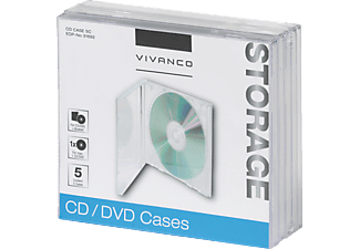 VIVANCO CD/DVD Jewel Case, 5er Pack