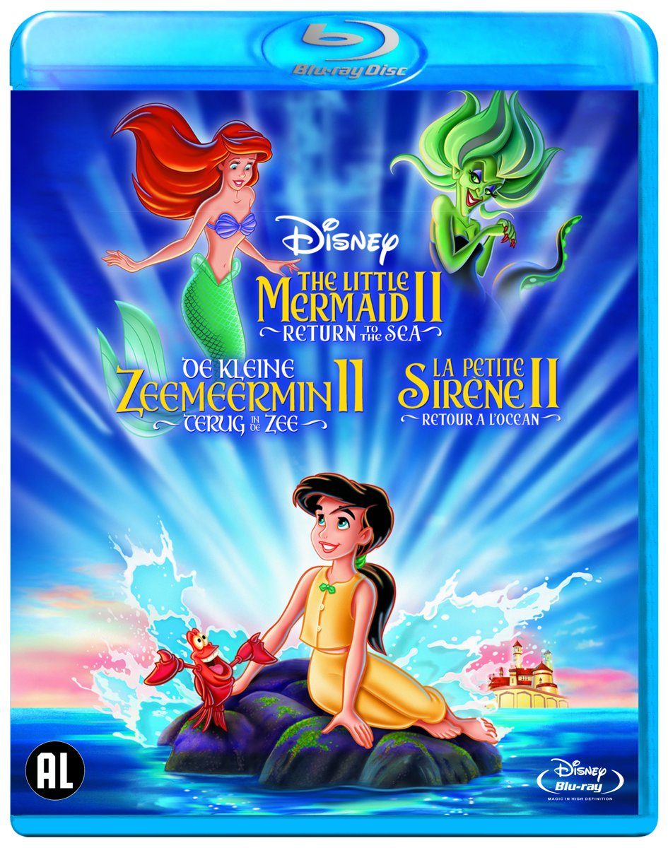 Disque Blu-ray de 'La Petite Sirène II'. Avec Ariel, Mélodie et Ursula. Boîtier bleu.