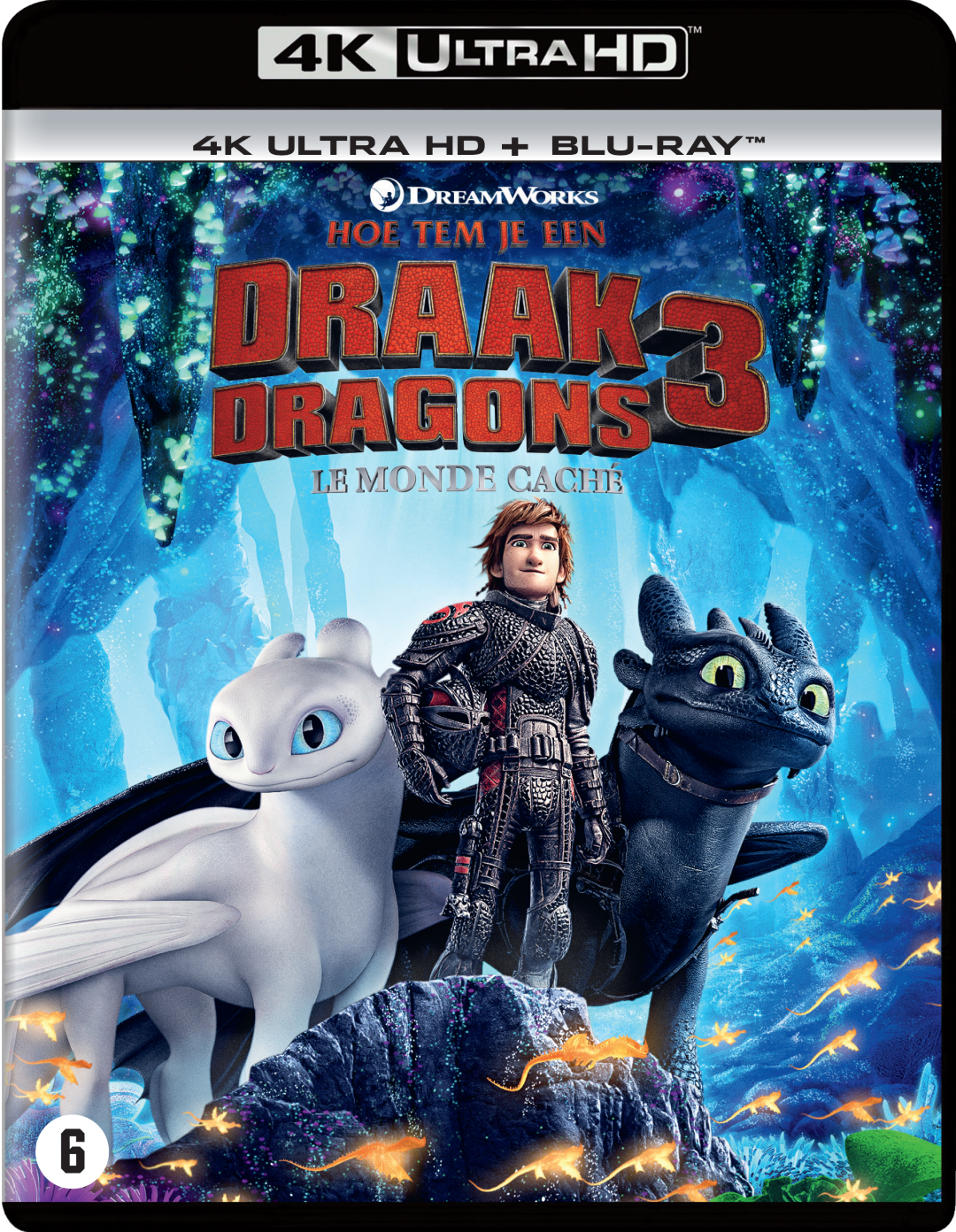 Couverture DVD. Dragons 3. Personnages : Harold, Krokmou et Furie Éclair.