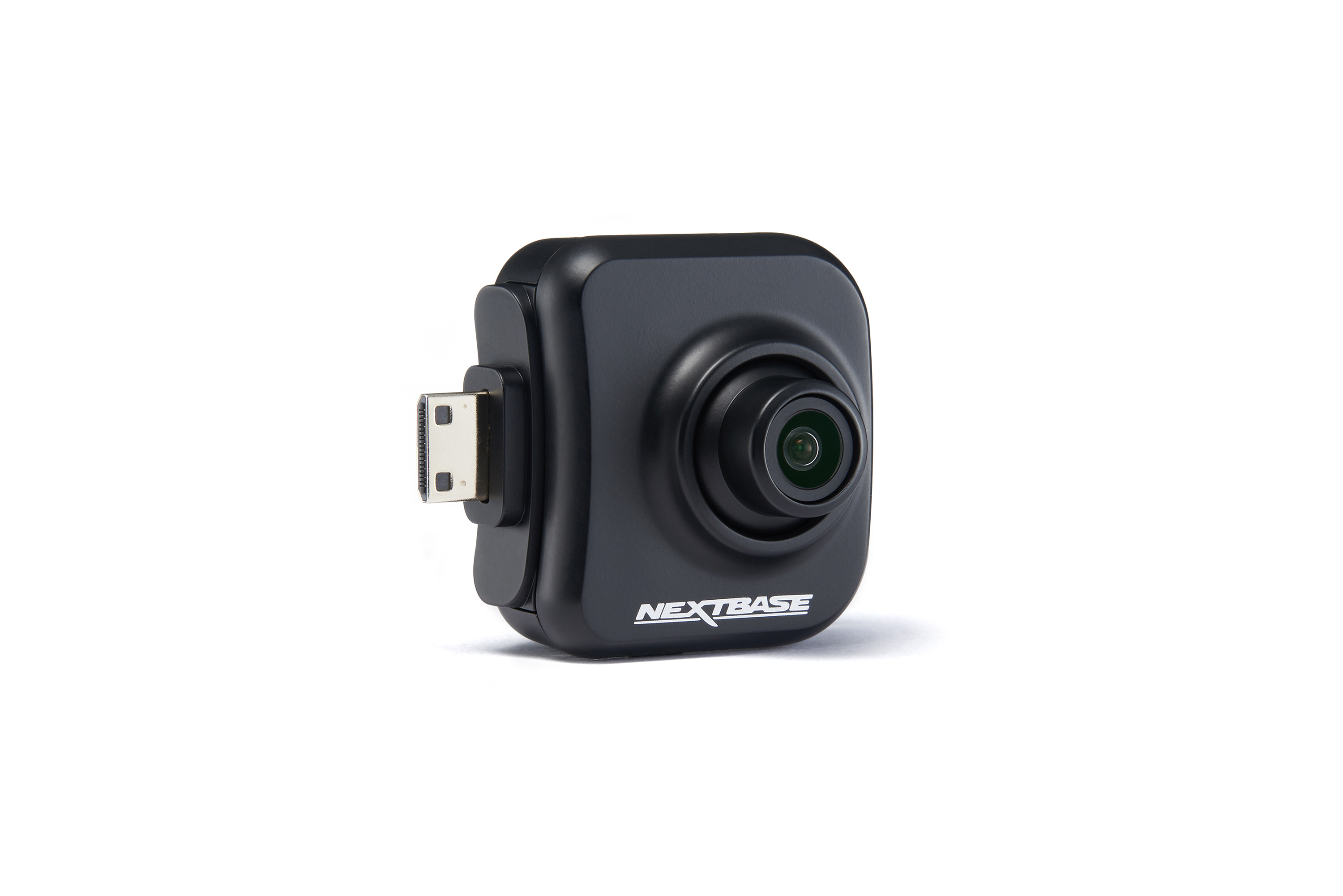 Schwarze Dashcam auf weißem Hintergrund.
