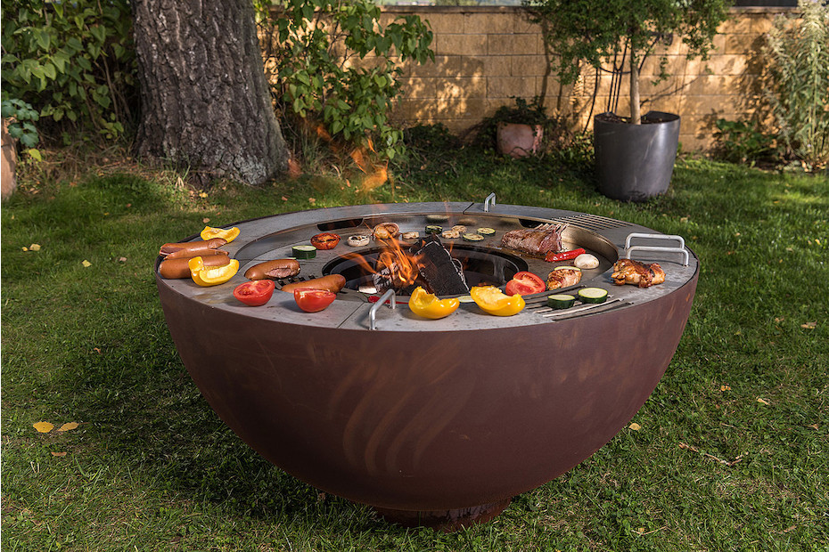 NOUVEL Fireball PRO 100 - Barbecue et foyer (Morron/Argent)