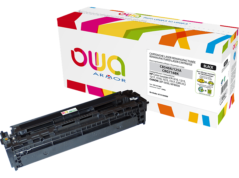 OWA K15104OW Toner Schwarz (HP CB540A, 125A, CB 540 A, NO 125A BLACK ...