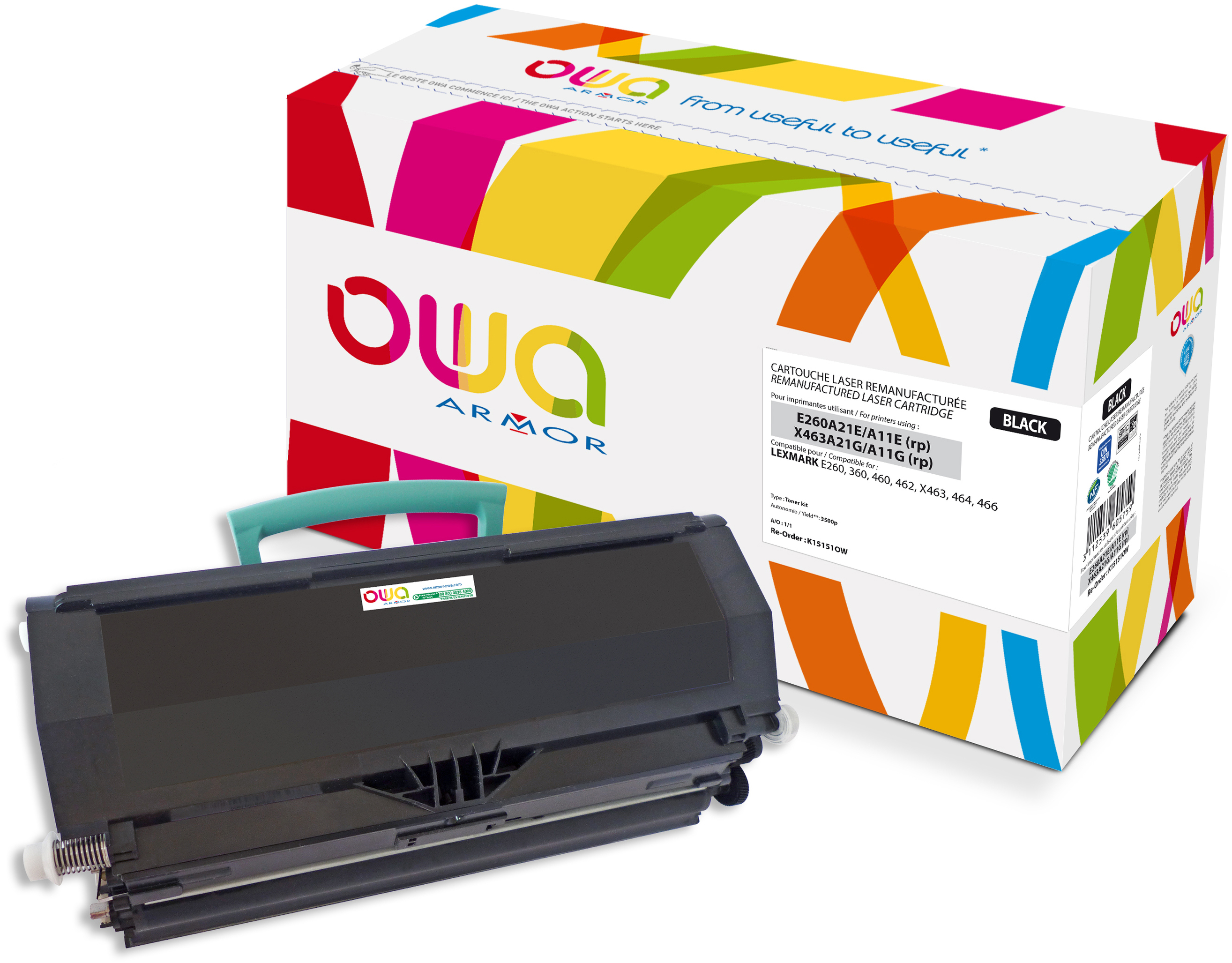 OWA K15151OW Toner Schwarz M795K, V 3202, IBM B0960, E260A21E, 39V3202, 593-10500, 00E260A21E, XB0960, 39V3713, X463A21G, 27B0960) DM254, P578K, 00X463A21G, 3713, DELL 39 593-10342, 593-10498, OLIVETTI (LEXMARK V 593-10336, GT163, 39