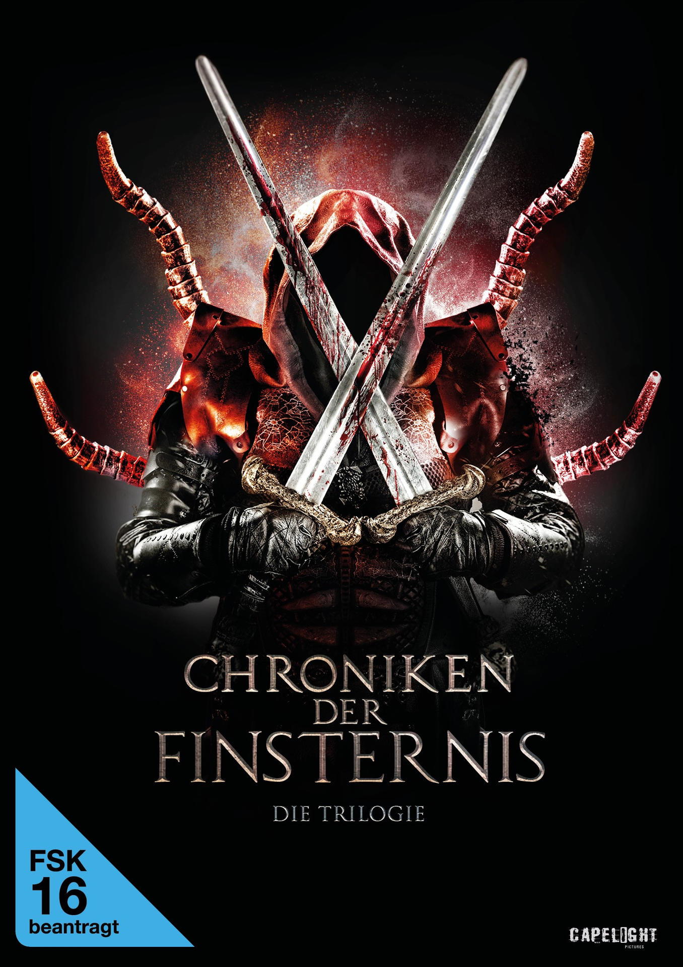 Filmposter für Chronicles of Darkness, ein Ritter mit gekreuzten Schwertern.