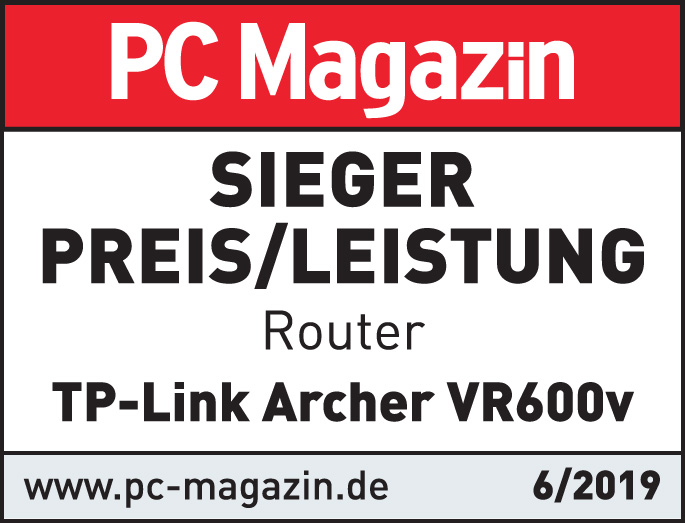 PC Magazin Bewertung, Sieger, Preis/Leistung, TP-Link Archer VR600v.
