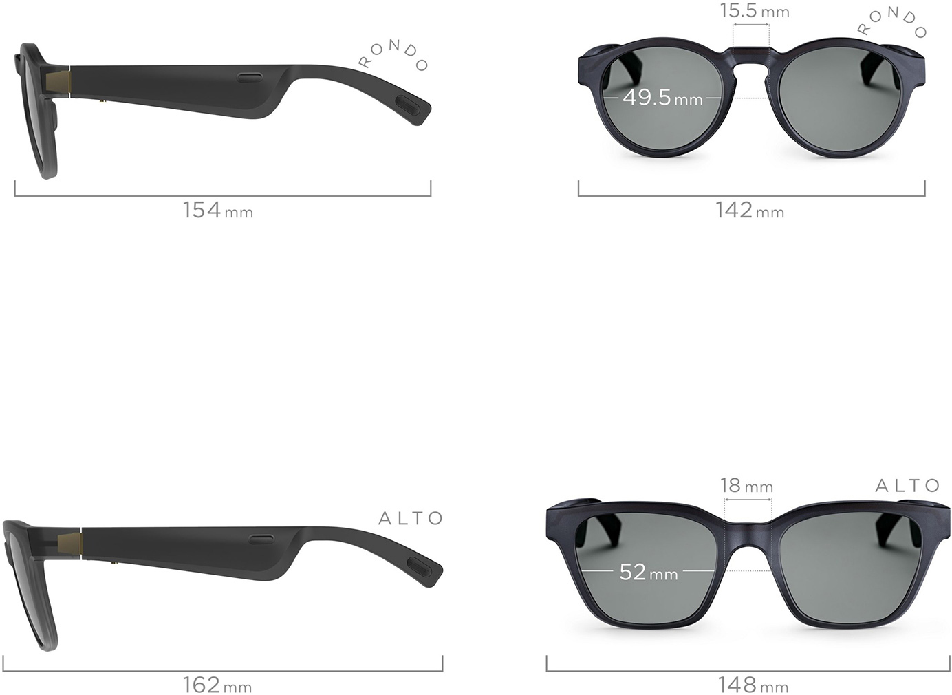 BOSE Frames Alto Größe M/L OPENAUDIO™, Open-ear Audio-Sonnenbrille Bluetooth Schwarz