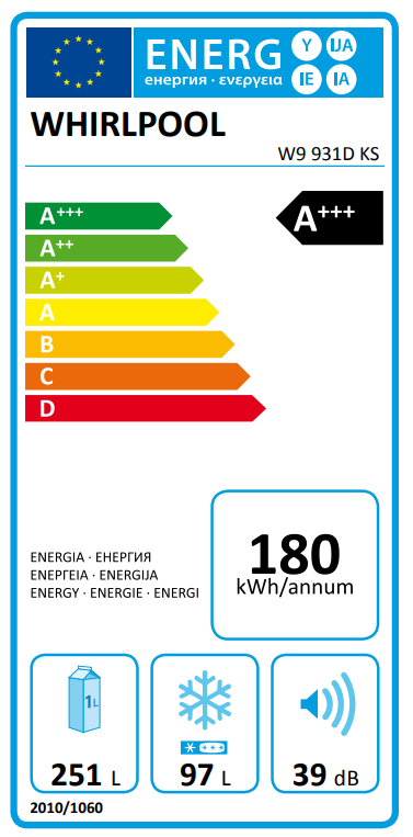 WHIRLPOOL W9 931D KS No Frost kombinált hűtőszekrény