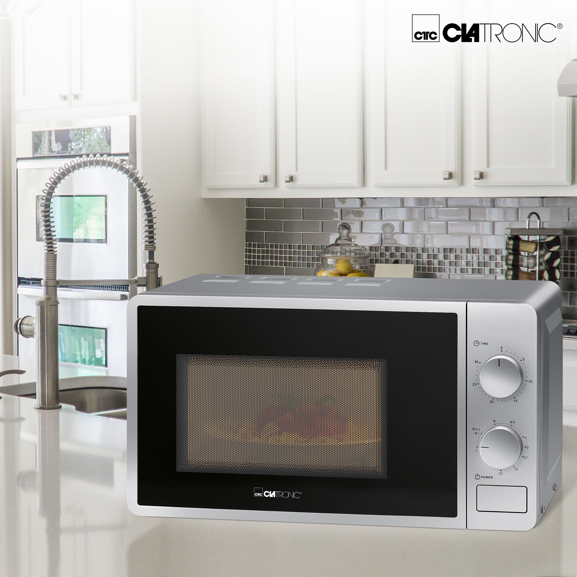 CLATRONIC MWG 792 Mikrowelle (700 Watt, Freistehend, 20 l, Silber)