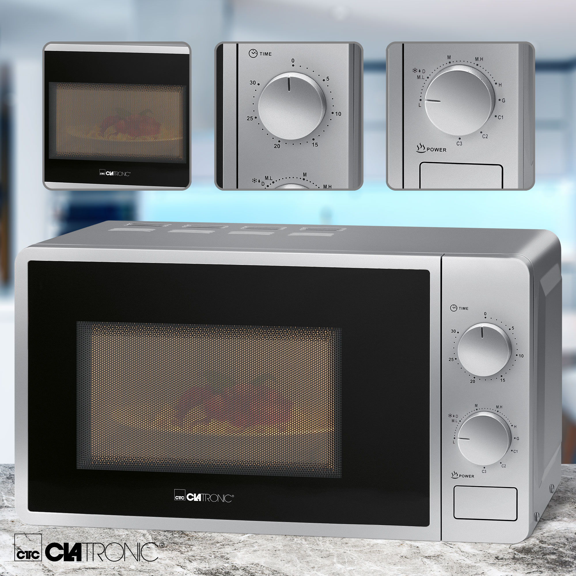 CLATRONIC MWG 792 Mikrowelle (700 Watt, Freistehend, 20 l, Silber)
