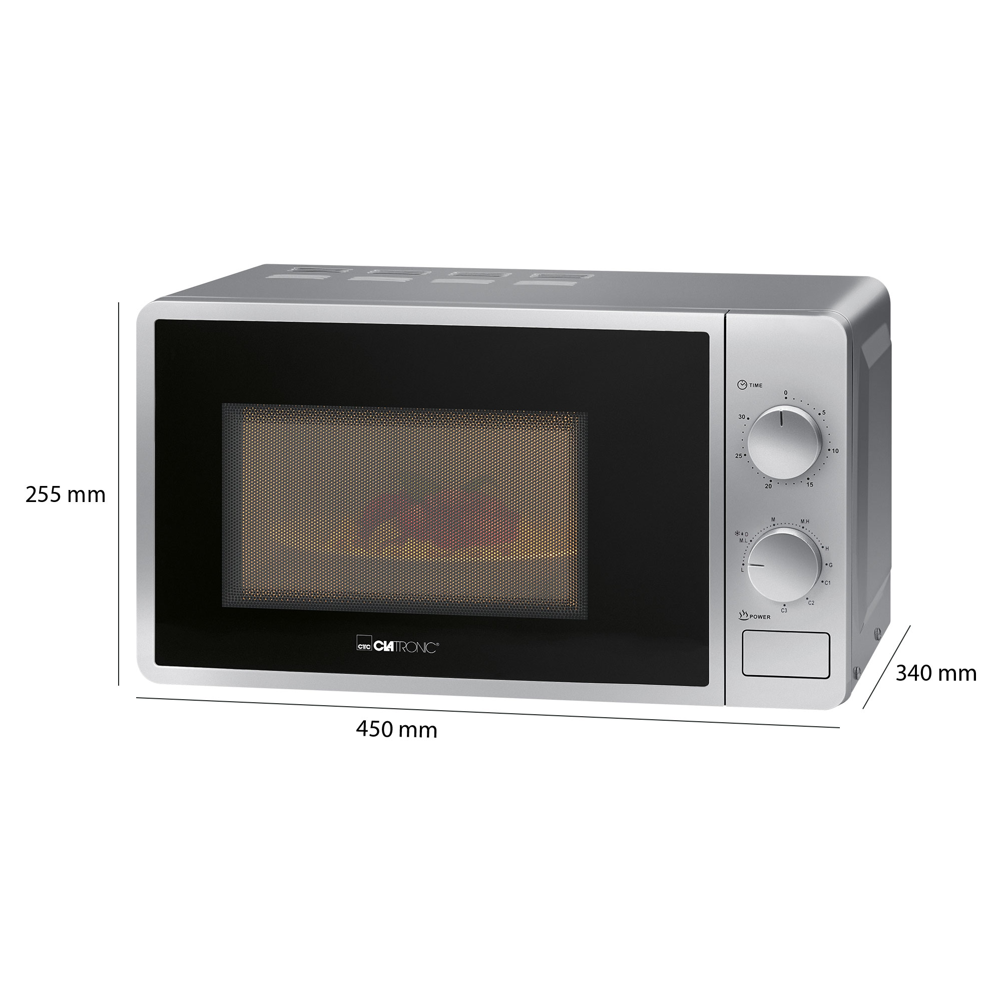 CLATRONIC MWG 792 Mikrowelle (700 Watt, Freistehend, 20 l, Silber)