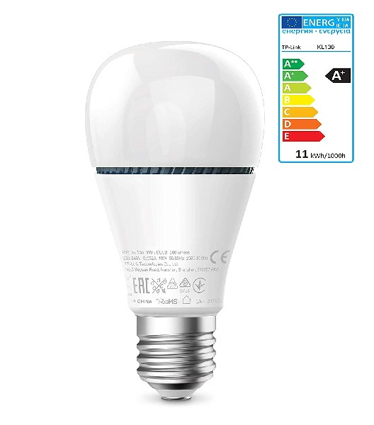 Bombilla - TP-Link KL130, E27, A60, Wi-Fi, LED, Multicolor