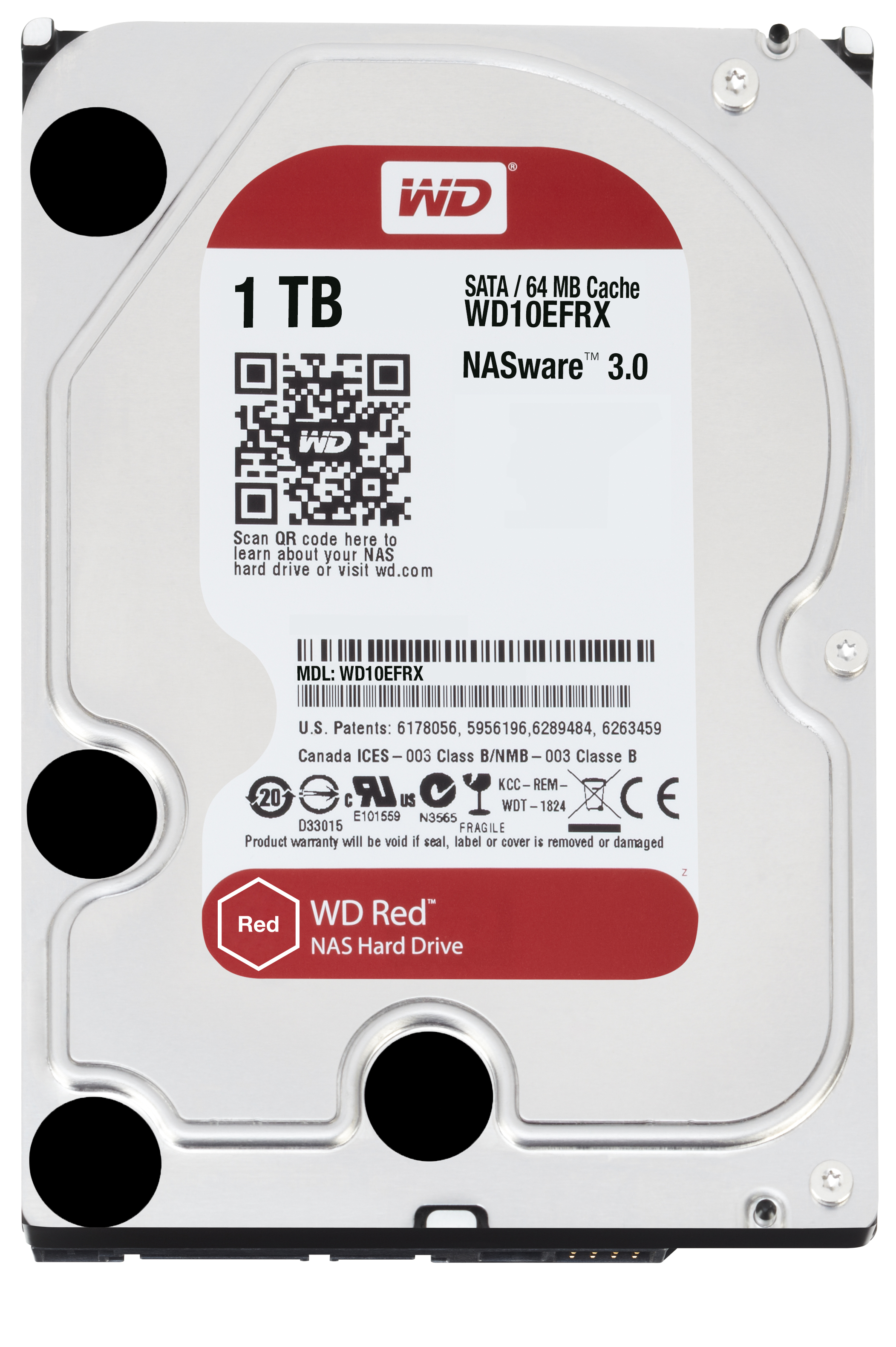 WD Red 3,5" SATA III 6Gbit/s IntelliPower 1TB 64MB Cache NAS 7/24 WD10EFRX
