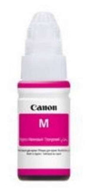 Canon M magenta Tintenpatrone. Weißer Deckel, magentafarbene Beschriftung mit schwarzem Text.