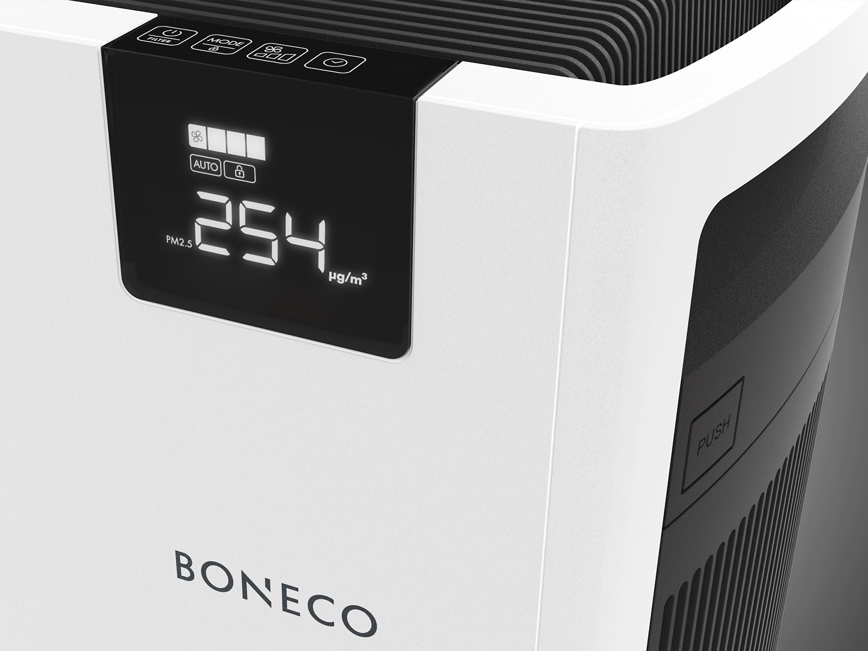BONECO 44743 P700 Luftreiniger Weiß/Schwarz (67 Watt, Raumgröße: 200 m², Vorfilter, HEPA Filter, Aktivkohlefilter)