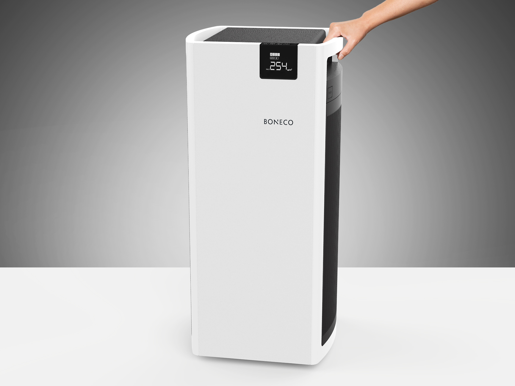 BONECO 44743 P700 Luftreiniger Weiß/Schwarz (67 Watt, Raumgröße: 200 m², Vorfilter, HEPA Filter, Aktivkohlefilter)