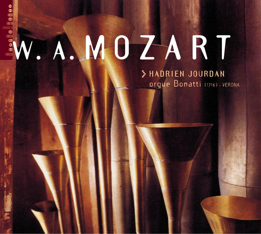 Albumcover von W.A. Mozart. Goldene Orgelpfeifen sind im Hintergrund. Text ist in Weiß.