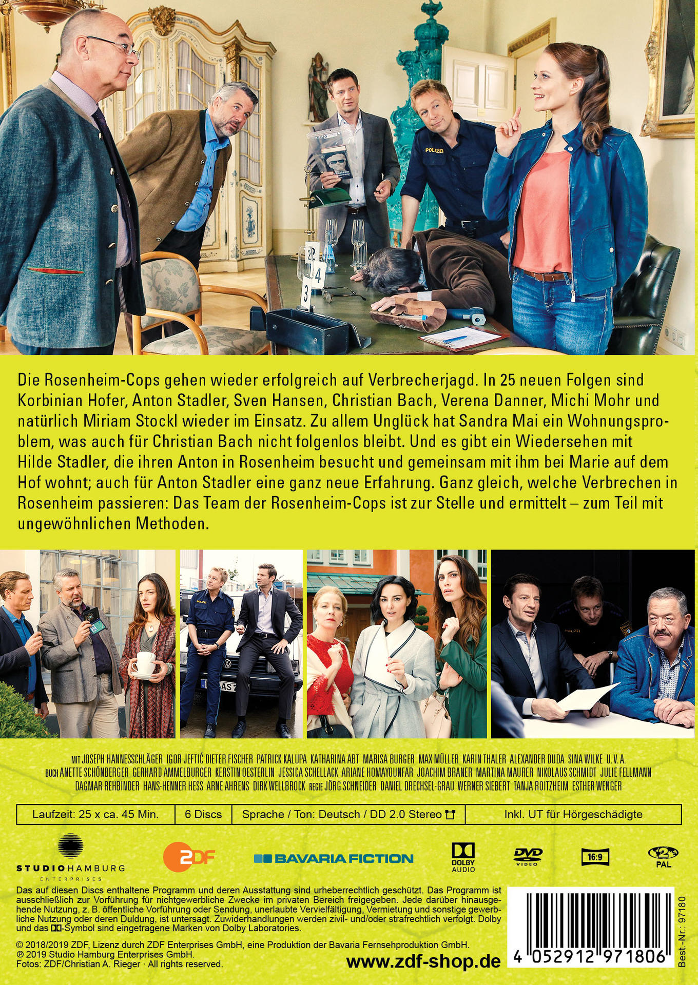 Ein DVD-Cover mit einer Gruppe von Leuten, die sich einen Tatort ansehen.