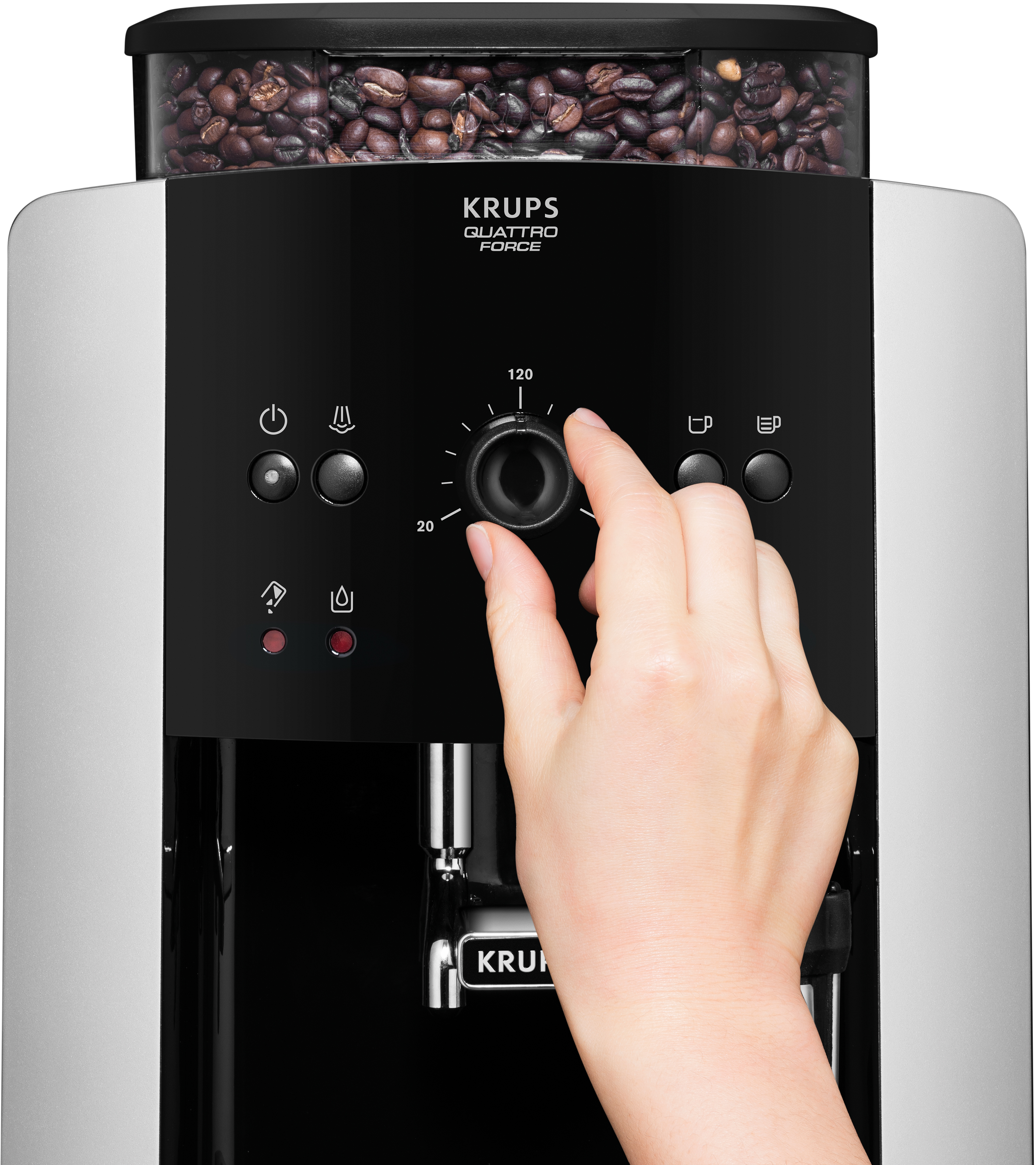 KRUPS EA8118 Arabica Quattro Force Kaffeevollautomat Schwarz/Silber