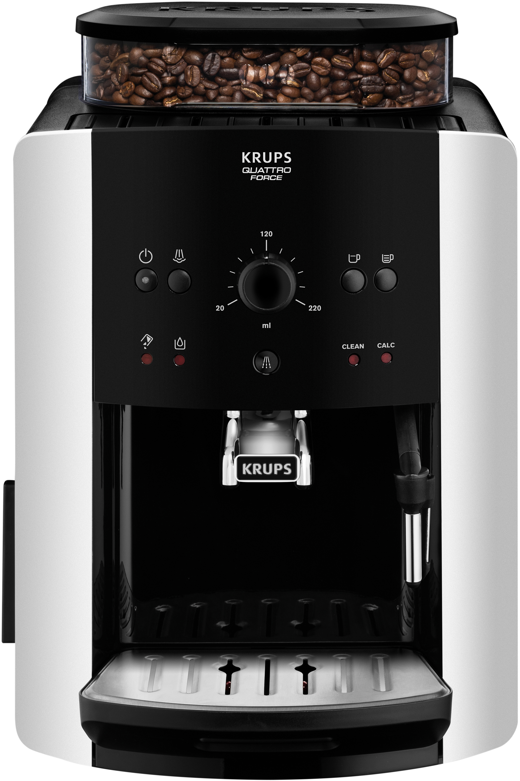 Quattro Force Arabica Kaffeevollautomat KRUPS Schwarz/Silber EA8118