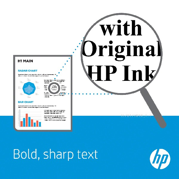 Immagine che mostra un documento con grafici radar e a barre, testo inchiostro HP.
