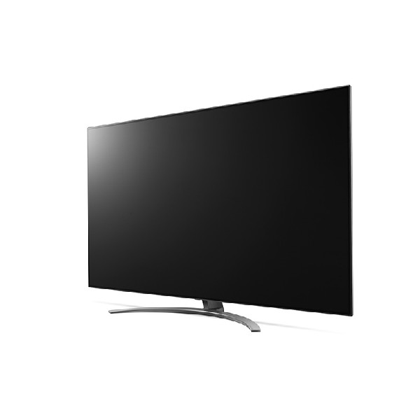 Televisor de pantalla curva con soporte plateado.