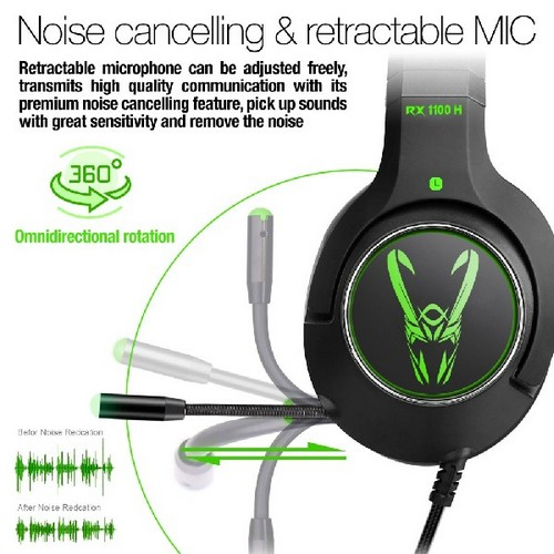 Auriculares gaming - Woxter Stinger RX 1100 H, LEDS RGB, Ajustable, Micrófono, Sonido envolvente