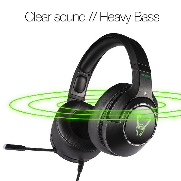 Auriculares gaming - Woxter Stinger RX 1100 H, LEDS RGB, Ajustable, Micrófono, Sonido envolvente