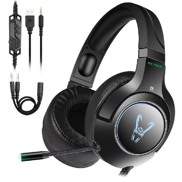 Auriculares gaming - Woxter Stinger RX 1100 H, LEDS RGB, Ajustable, Micrófono, Sonido envolvente