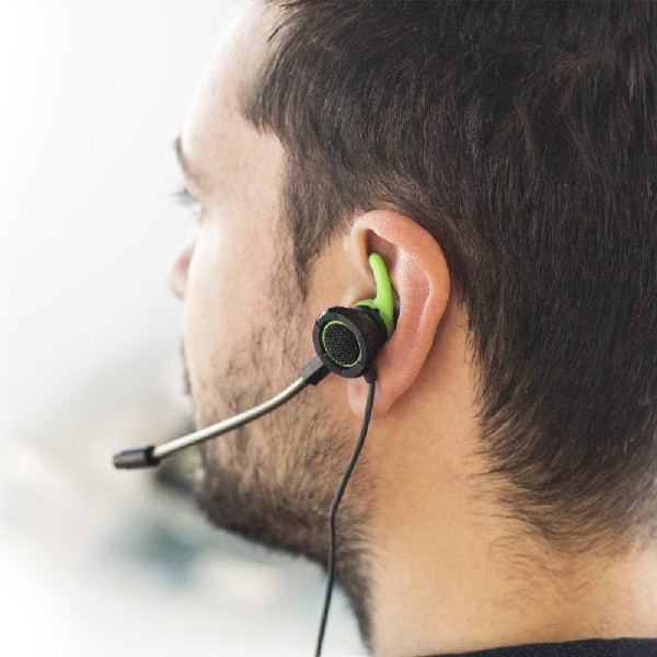 Auriculares gaming - Woxter Gamer Bud Green, In-Ear, Micrófono desmontable, Conector de 3.5 mm