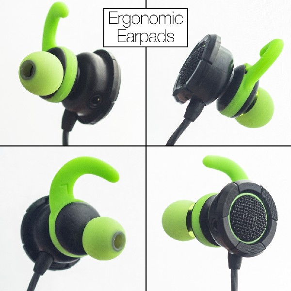 Auriculares gaming - Woxter Gamer Bud Green, In-Ear, Micrófono desmontable, Conector de 3.5 mm
