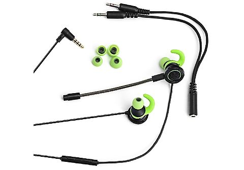 Auriculares gaming - Woxter Gamer Bud Green, In-Ear, Micrófono desmontable, Conector de 3.5 mm