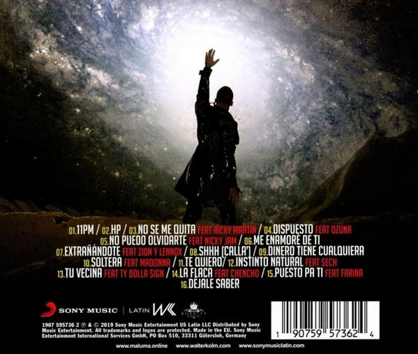 Albumcover mit einem Mann mit erhobenem Arm vor sternenklarem Hintergrund, Titelliste links.