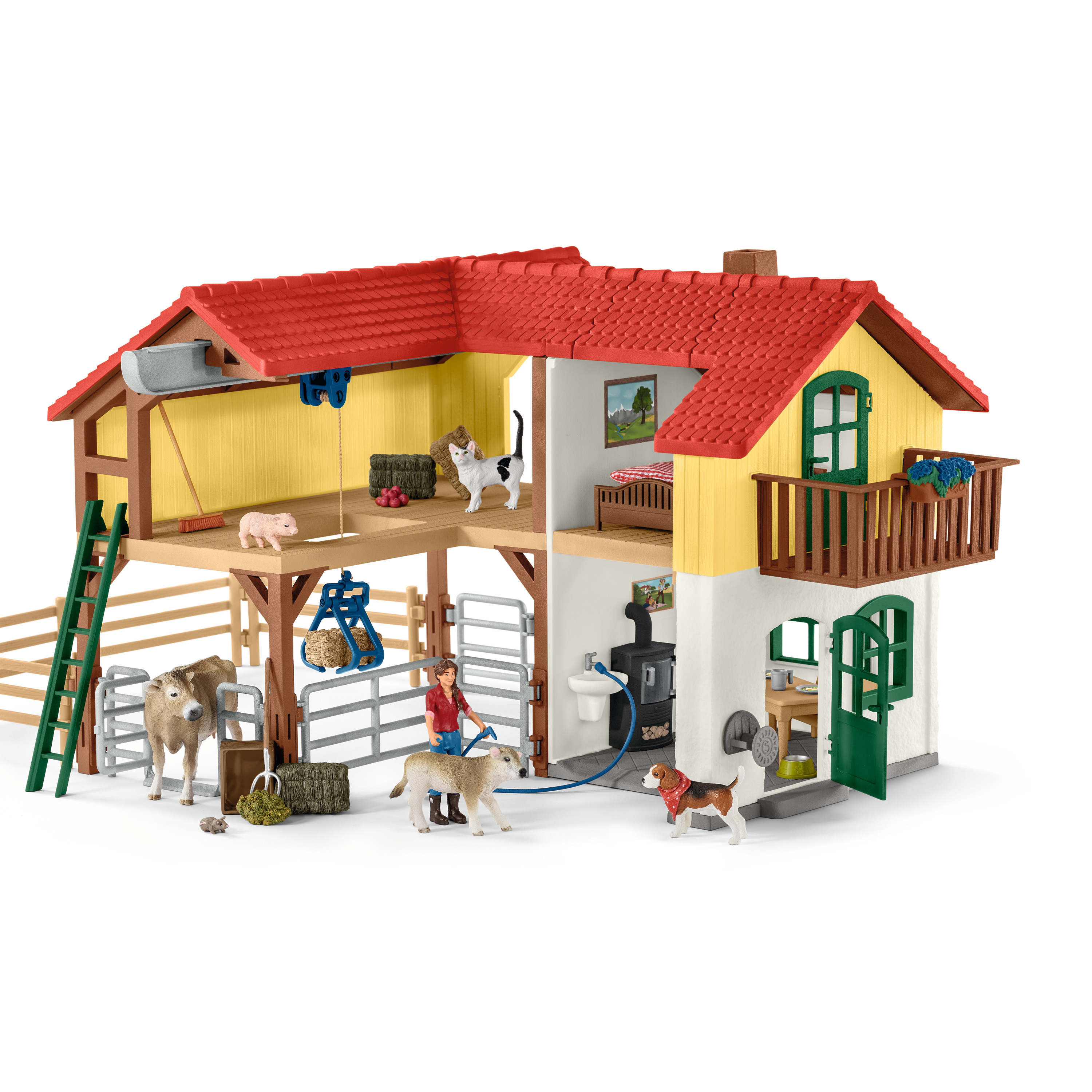 Bauernhaus mit Mehrfarbig Stall Bauernhaus und SCHLEICH Tieren