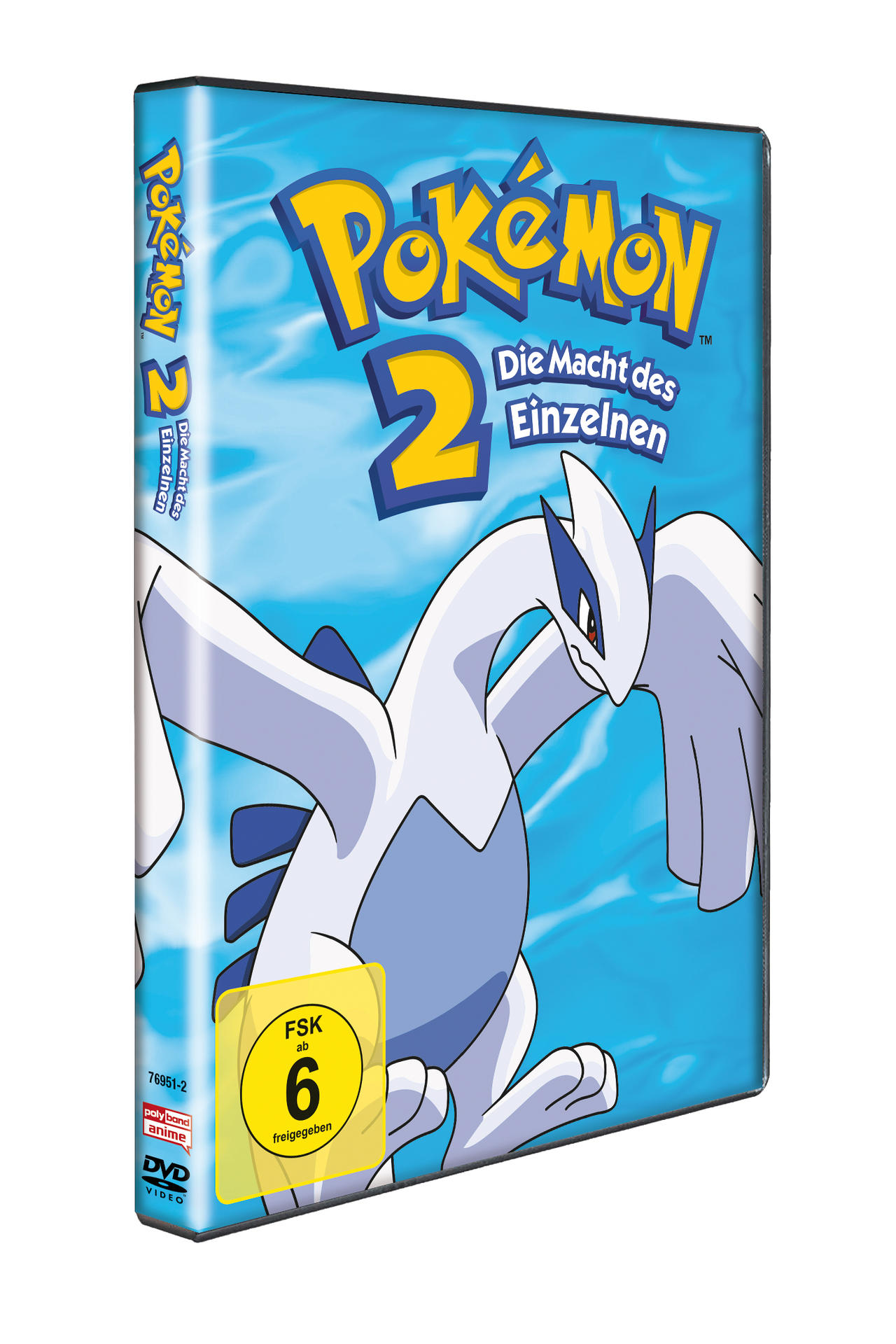 Pokemon 2 DVD-Box. Zeigt Lugia auf blauem Hintergrund. Auf der Seite ist ein gelber Aufkleber.