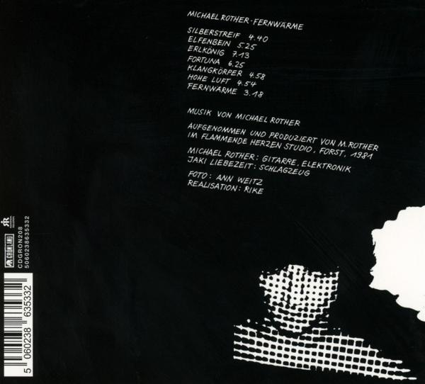 Rückseite des Albums, schwarzer Hintergrund mit weißem Text, der Songtitel und Credits auflistet.