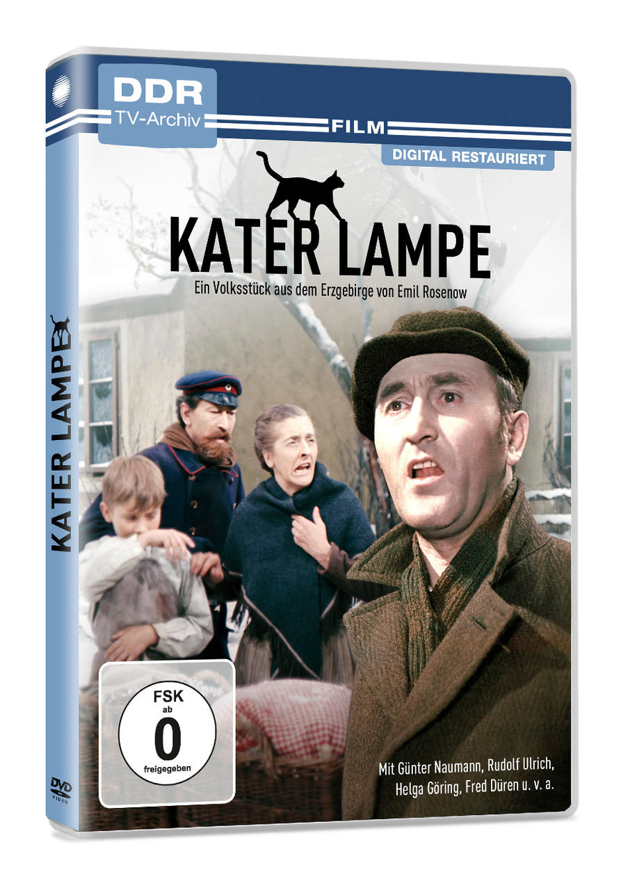 DVD-Cover mit Leuten in einer Schneeszene. Text: 'Kater Lampe', 'DDR' und Namen der Schauspieler.