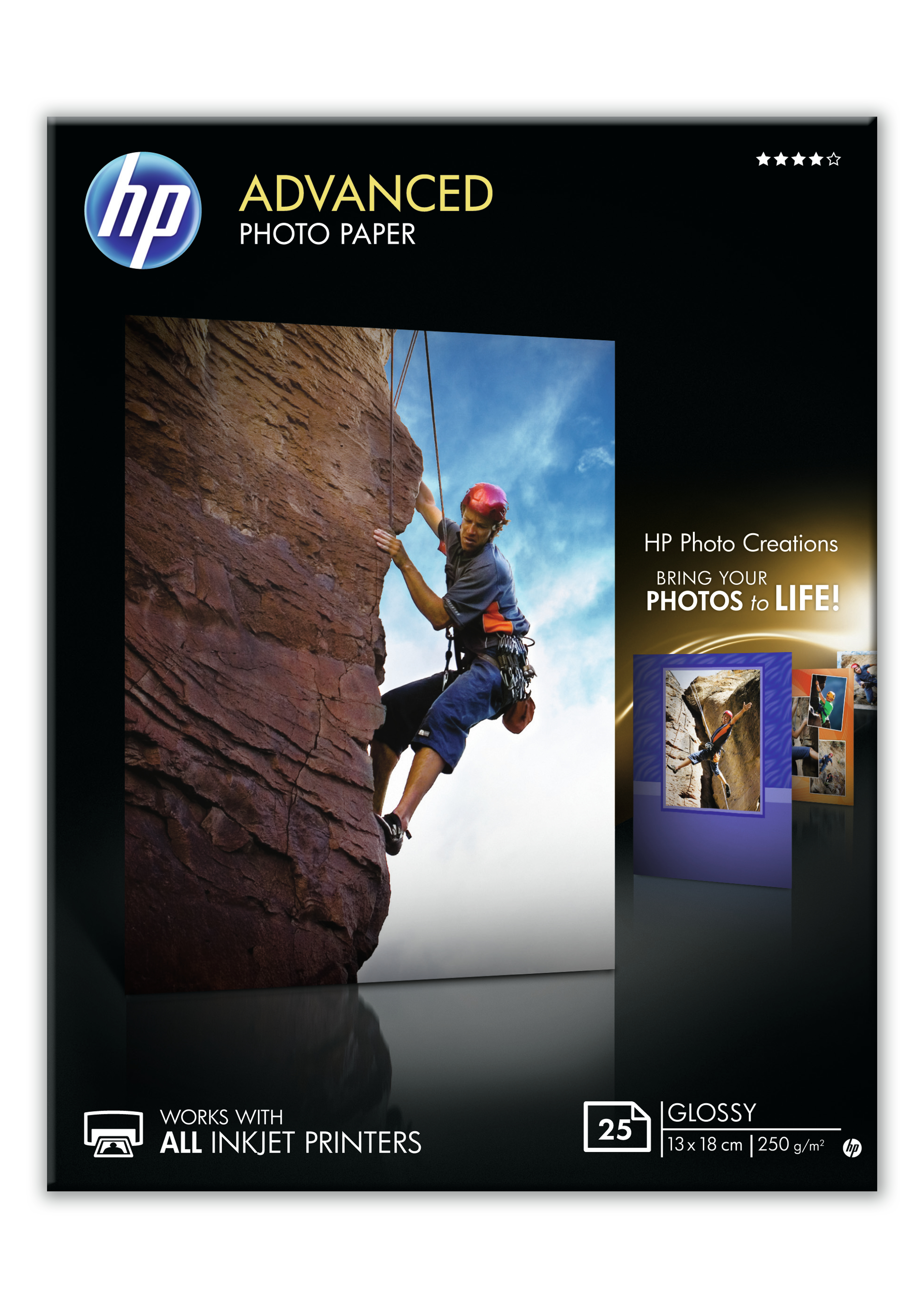 HP Hp Q8696A Gelısmıs Parlak Fotograf Kagıdı - 25 Yaprak - 13 X 18 Cm - Kenar Bosluksuz - 250 G/M2