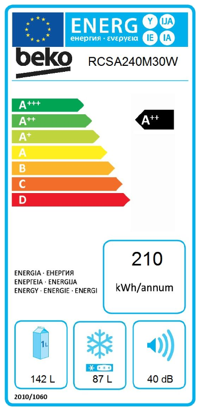 BEKO RCSA-240M30 W kombinált hűtőszekrény