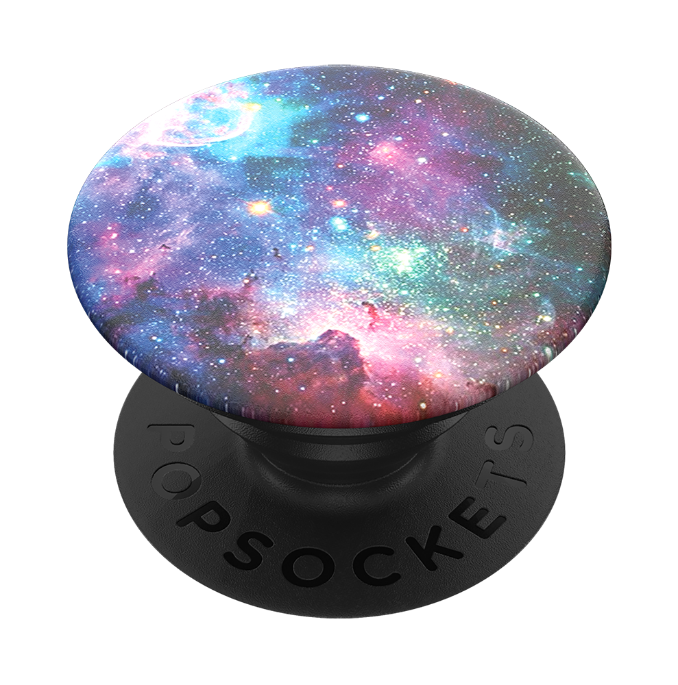 Schwarzer Popsocket mit einem Galaxienbild.