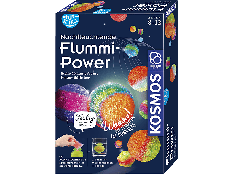 KOSMOS Nachtleuchtende Flummi-Power Experimentierset, Mehrfarbig