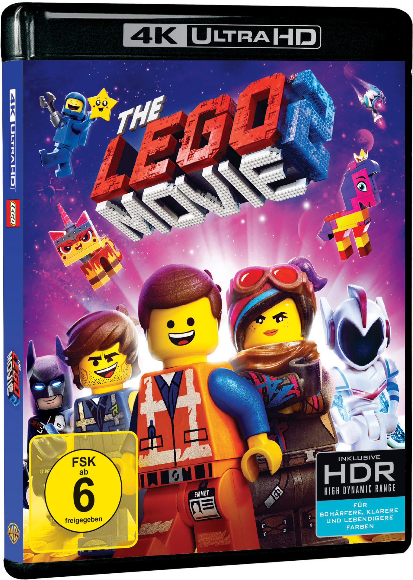 DVD-Hülle mit dem Film 'The LEGO Movie 2'. Enthält bunte LEGO-Charaktere und Logo.