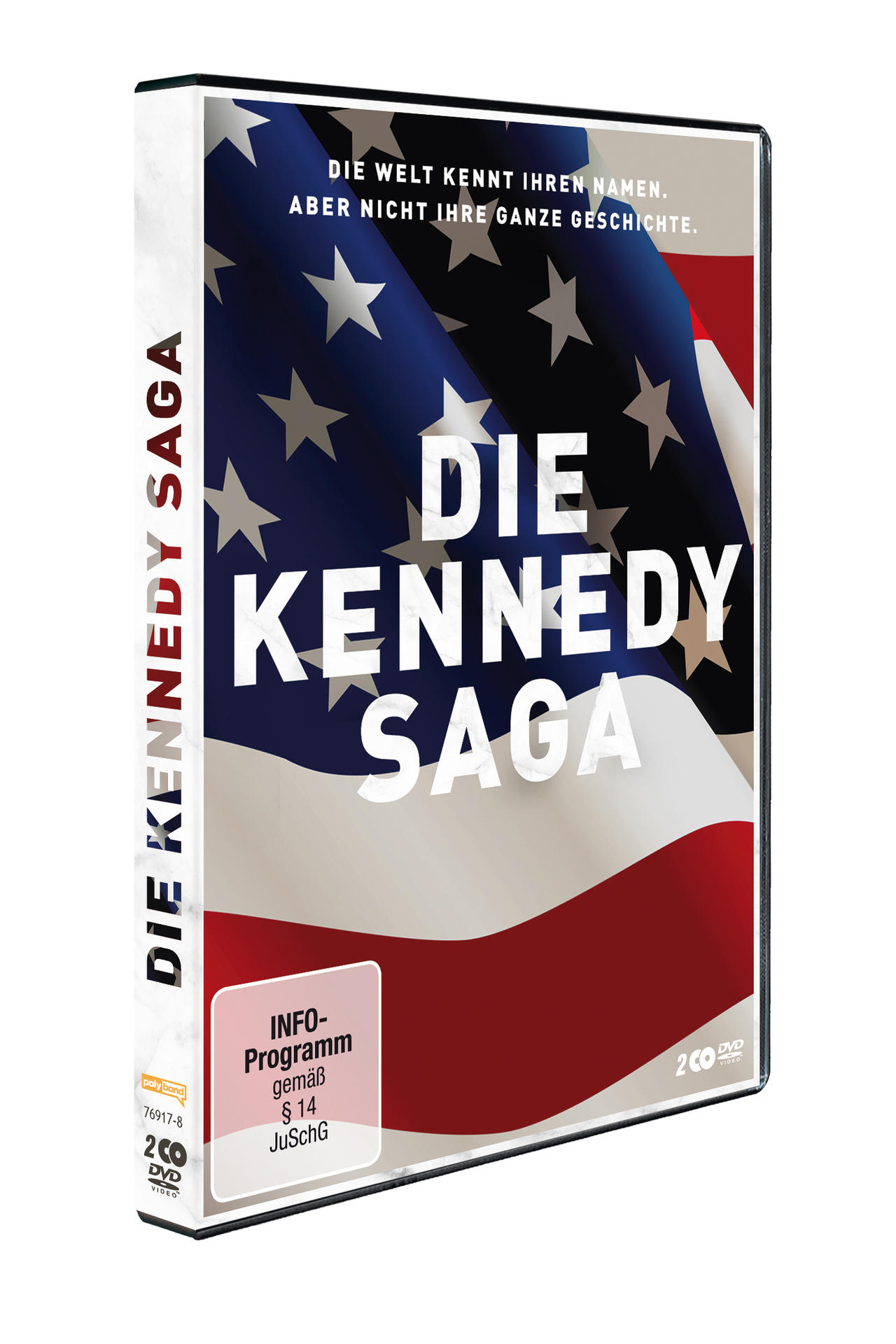 DVD-Hülle mit amerikanischer Flagge und dem Titel 'Die Kennedy Saga'.