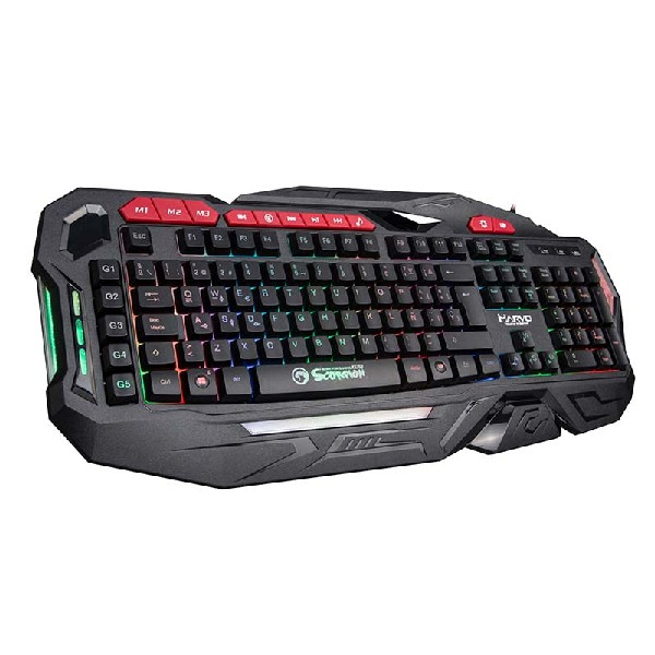 Teclado gaming - Scorpion MA-KG760, Membrana, USB, Retroiluminado Arco Iris, anti ghosting, negro