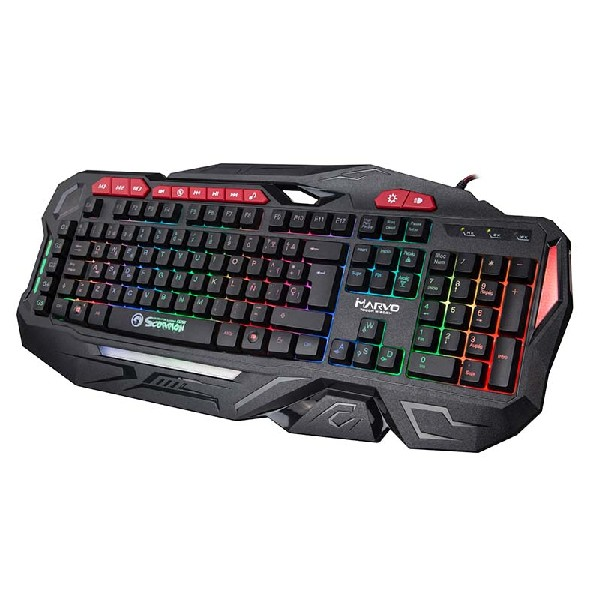 Teclado gaming - Scorpion MA-KG760, Membrana, USB, Retroiluminado Arco Iris, anti ghosting, negro