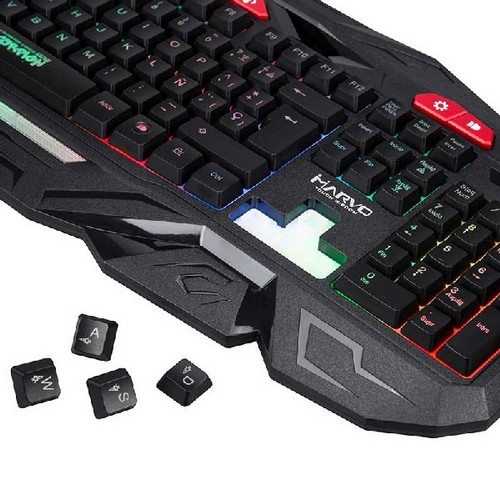 Teclado gaming - Scorpion MA-KG760, Membrana, USB, Retroiluminado Arco Iris, anti ghosting, negro