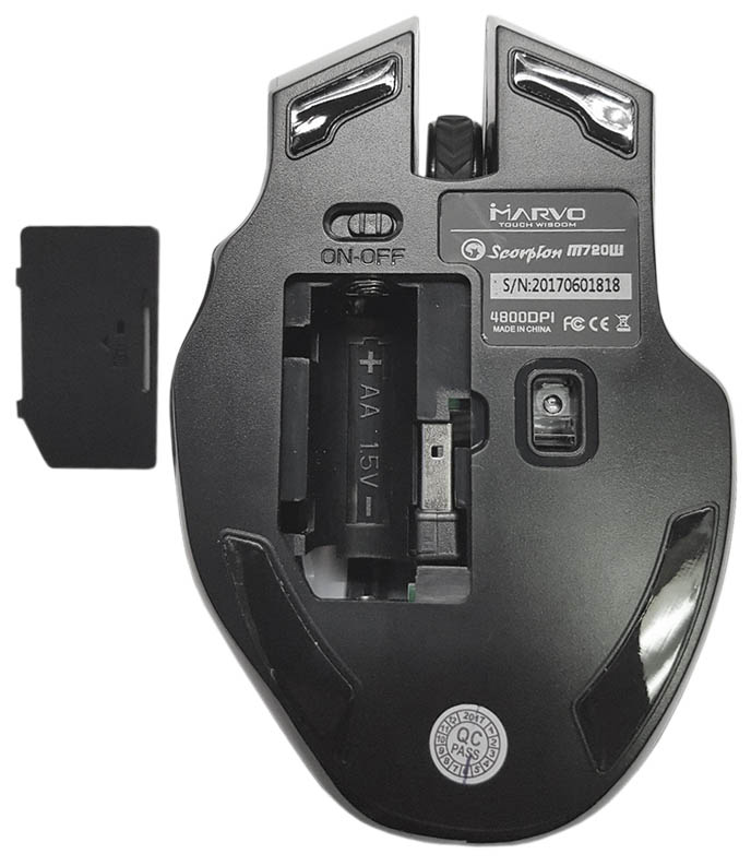 Ratón gaming - Scorpion MA-M720W, 4800 DPI,  Inalámbrico, Retroiluminado, negro